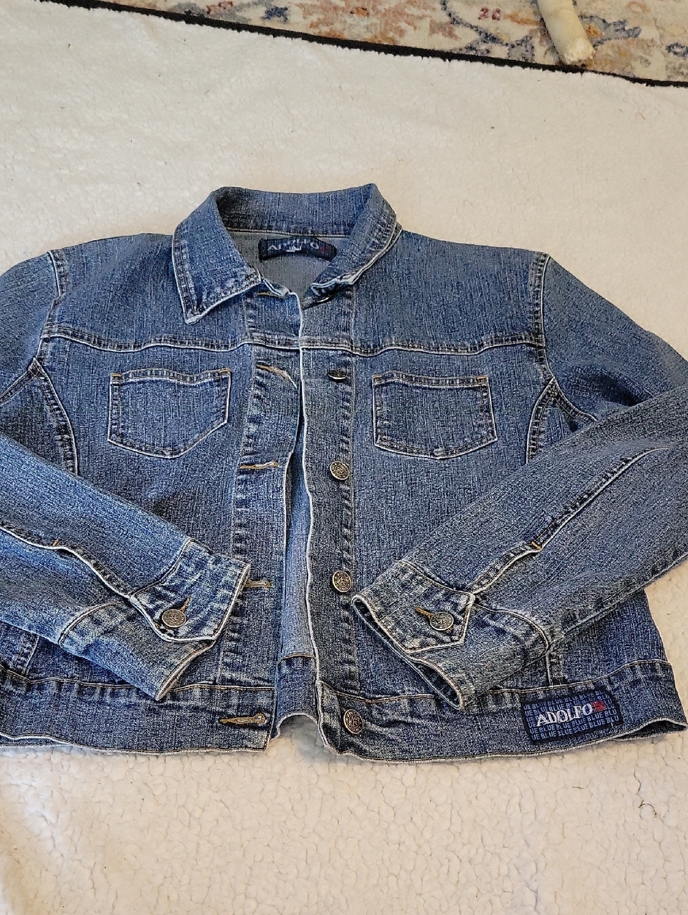 Adolfo Xl Blue Denim Jacket with Chest Pockets